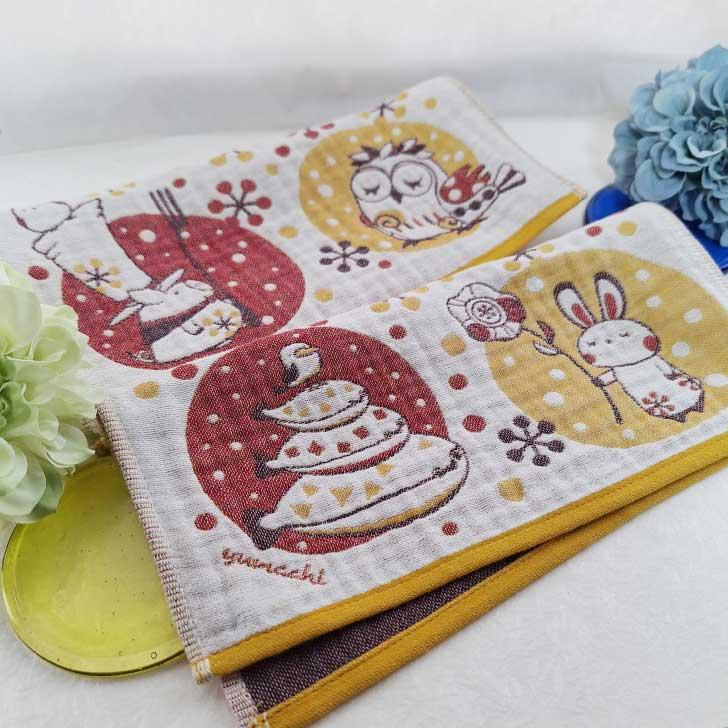 ガーゼハンカチ  赤ちゃん ベビー 優しい 出産祝いにも　うさぎ シマエナガ 子豚 梟 サカバンバスピス